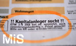 17.10.2020,  Zeitungsanzeige Immobilien in der Augsburger Allgemeine,  2 Kapitalanleger sucht Wohnungen