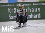 03.03.2021, Nordische SKI WM Oberstdorf 2021, Oberstdorf im Allgu,  Damen Ski Springen von der Groschanze, Juliane Seyfarth (GER) freut sich.