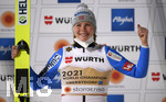 03.03.2021, Nordische SKI WM Oberstdorf 2021, Oberstdorf im Allgu,  Damen Ski Springen von der Groschanze, Gold holt : Maren Lundby  ( NOR) jubelt. 