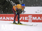 05.03.2021, Nordische SKI WM Oberstdorf 2021, Oberstdorf im Allgu,  Skilanglauf Staffel Herren 10 Kilometer,  Jonas Dobler (GER) auf der Strecke im Schneefall.