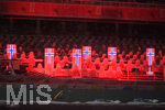 05.03.2021, Nordische SKI WM Oberstdorf 2021, Oberstdorf im Allgu,  Skispringen der Herren von der Groschanze,  Norwegische Nationalflagge auf den Monitoren im Papplikum