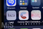 19.04.2021, Die Corona-Nachverfolgungs-App LUCA und die Corona-Warn-App der Bundesregierung auf dem Smartphone iPhone.