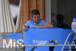 02.07.2021, Fussball 3. Liga 2021/2022, TSV 1860 Mnchen Sommer-Trainingslager in Windischgarsten, sterreich.  Training auf dem Platz neben dem Mannschaftshotel Dilly, Stefan Lex (TSV 1860 Mnchen) in der Eistonne  nach dem Spiel.