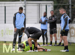 02.07.2021, Fussball 3. Liga 2021/2022, TSV 1860 Mnchen Sommer-Trainingslager in Windischgarsten, sterreich.  Training auf dem Platz neben dem Mannschaftshotel Dilly, Stephan Salger (1860 Mnchen) verletzt am Boden.