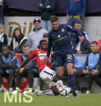 02.07.2021, Fussball 3. Liga 2021/2022, TSV 1860 Mnchen Sommer-Trainingslager in Windischgarsten, sterreich.  Testspiel in Windischgarsten, TSV 1860 Mnchen - SV Ried, re: Maxim Gresler (1860 Mnchen) im Zweikampf 