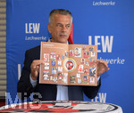07.07.2021, Fussball Regionalliga Bayern 2021/22, FC Memmingen,  Presseveranstaltung zur Sponsoring-Verlngerung um weitere vier Jahre von Haupt- und Trikot-Sponsor LEW (Lechwerke AG) im Stadion Memmingen. FCM Prsident Armin Buchmann 