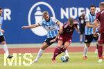 17.07.2021, Fussball 2.und 3. Liga 2021/2022, Testspiel 1.FC Nrnberg - TSV 1860 Mnchen, im Nrnberger Max-Morlock-Stadion.

Yannick Deichmann gegen Nrnbergs Florian Hbner