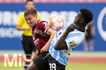 17.07.2021, Fussball 2.und 3. Liga 2021/2022, Testspiel 1.FC Nrnberg - TSV 1860 Mnchen, im Nrnberger Max-Morlock-Stadion.

Nrnbergs Kilian Fischer und Merveille Blankadi (re, 1860 Mnchen).