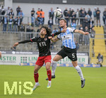24.08.2021, Fussball 3. Liga 2021/2022, 5.Spieltag, TSV 1860 Mnchen - FC Viktoria Kln, im Grnwalder-Stadion Mnchen, v.li: Youssef Amyn (Viktoria Kln) gegen Quirin Moll (TSV 1860 Mnchen) 

