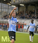 24.08.2021, Fussball 3. Liga 2021/2022, 5.Spieltag, TSV 1860 Mnchen - FC Viktoria Kln, im Grnwalder-Stadion Mnchen, Torjubel zum 1:0 von Richard Neudecker ( TSV 1860 Mnchen)  


