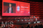25.11.2021, Fussball 1. Bundesliga 2021/2022,  FC Bayern München, Jahreshauptversammlung 2021 im AUDI-Dome München, 
Präsident Herbert Hainer (FC Bayern) bei seiner Rede,   
 