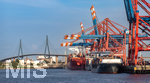 12.06.2022, Hamburg, Seehafen Hamburger Hafen. Blick vom Eurogate Container Terminal im Waltershofer Hafen auf die Köhlbrandbrücke