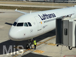 11.06.2022, Beliebtes Reiseziel der Deutschen, Mallorca.  Lufthansa-Maschine (A321-200 Reutlingen) dockt an am Airport Palma de Mallorca PMI. Gleich können die ankommenden Passagiere aussteigen.