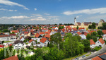 23.06.2022,  Babenhausen im Unterallgäu, Luftbild, Stadtansicht mit dem 700 Jahre alten Fuggerschloss über der Stadt