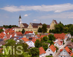 23.06.2022,  Babenhausen im Unterallgäu, Luftbild, Stadtansicht mit dem 700 Jahre alten Fuggerschloss über der Stadt
