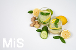 21.06.2022, Gesundheit / erfrischendes Sommergetränk : Ingwer-Gurken-Zitronen-Minze-Wasser