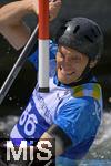 28.07.2022, Kanu-Slalom Weltmeisterschaften 2022 in Augsburg, Eiskanal, Olympiapark, Kajak Einer Mnner 2.Vorlauf, Thibaud Lacour (Rumnien)