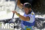 28.07.2022, Kanu-Slalom Weltmeisterschaften 2022 in Augsburg, Eiskanal, Olympiapark, Kajak Einer Mnner 2.Vorlauf, Thomas Ukalovic (Kroatien)