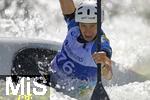 28.07.2022, Kanu-Slalom Weltmeisterschaften 2022 in Augsburg, Eiskanal, Olympiapark, Kajak Einer Mnner 2.Vorlauf, Oleksandr Fedorenko (Ukraine)