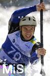 28.07.2022, Kanu-Slalom Weltmeisterschaften 2022 in Augsburg, Eiskanal, Olympiapark, Kajak Einer Mnner 2.Vorlauf, Milos Jevtic (Serbien)