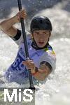 28.07.2022, Kanu-Slalom Weltmeisterschaften 2022 in Augsburg, Eiskanal, Olympiapark, Kajak Einer Mnner 2.Vorlauf, Victor Hennin (Belgien)