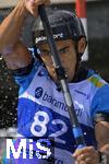 28.07.2022, Kanu-Slalom Weltmeisterschaften 2022 in Augsburg, Eiskanal, Olympiapark, Kajak Einer Mnner 2.Vorlauf, Barkamol Mirzakhamdamov (Usbekistan)