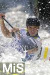 28.07.2022, Kanu-Slalom Weltmeisterschaften 2022 in Augsburg, Eiskanal, Olympiapark, Kajak Einer Mnner 2.Vorlauf, Victor Hennin (Belgien)