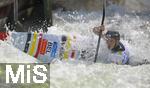 28.07.2022, Kanu-Slalom Weltmeisterschaften 2022 in Augsburg, Eiskanal, Olympiapark, Kajak Einer Mnner 2.Vorlauf, Gabriel De Coster (Belgien)