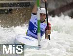 28.07.2022, Kanu-Slalom Weltmeisterschaften 2022 in Augsburg, Eiskanal, Olympiapark, Kajak Einer Mnner 2.Vorlauf, Gelindo Chiarello (Schweiz)