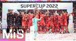 30.07.2022, Fussball DFL Supercup 2022, RB Leipzig - FC Bayern München, in der Red Bull Arena Leipzig. FC Bayern München feiert den Sieg des Supercup