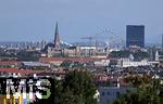 10.08.2022, Mnchen, Blick zum Riesenrad und dem Hochhaus 