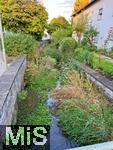 21.09.2022, Der Wörthbach in Bad Wörishofen im Unterallgäu ist an dieser Stelle fast komplett zugewuchert mit Grünpflanzen die im ruhigen Wasser gut wachsen.