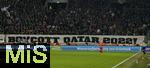 12.11.2022, Fussball 1. Bundesliga 2022/2023, 15.Spieltag, FC Augsburg - VfL Bochum, in der WWK-Arena Augsburg,  Proteste der FCA-Fans gegen die WM 2022 in Katar. Boycott Qatar 2022! 