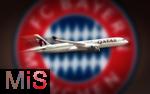 23.01.2023, Fussball Bundesliga 2022/23, Symbolbild: Qatar Airways steht als Sponsor beim FC Bayern München auf dem Prüfstand. (Bildmontage)