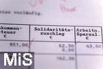 25.02.2023, Mindelheim, Bayern, Formular Finanzamt, Einkommensteuerbescheid mit dem Solidarittszuschlag. 