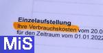 25.02.2023, Mindelheim, Bayern, Formular Stromrechnung eines Stadtwerkes mit der Einzelaufstellung.