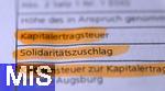 25.02.2023, Mindelheim, Bayern, Formular Aktiendepot der DEKA-Bank, Positionen zur Abgabe der Steueranteile, Kapitalertragssteuer, Solidarittszuschlag, Kirchensteuer zur Kapitalertragssteuer.