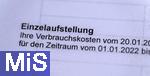 25.02.2023, Mindelheim, Bayern, Formular Stromrechnung eines Stadtwerkes mit der Einzelaufstellung.