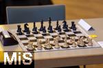 07.03.2023, Das 38. Internationale ChessOrg-Schachfestival in Bad Wörishofen (Bayern). Die Elite der Schach-Szene aus fast der ganzen Welt kämpft an den Tischen im Kurhaus um Weltranglistenpunkte und Preisgelder. Mehrere Großmeister aus Indien sind die aussichtsreichsten Akteure. Alle Schachfiguren stehen an ihrem Platz, das Spiel kann beginnen.