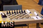 07.03.2023, Das 38. Internationale ChessOrg-Schachfestival in Bad Wörishofen (Bayern). Die Elite der Schach-Szene aus fast der ganzen Welt kämpft an den Tischen im Kurhaus um Weltranglistenpunkte und Preisgelder. Mehrere Großmeister aus Indien sind die aussichtsreichsten Akteure. Alle Schachfiguren stehen an ihrem Platz, das Spiel kann beginnen. 