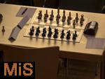 07.03.2023, Das 38. Internationale ChessOrg-Schachfestival in Bad Wörishofen (Bayern). Die Elite der Schach-Szene aus fast der ganzen Welt kämpft an den Tischen im Kurhaus um Weltranglistenpunkte und Preisgelder. Mehrere Großmeister aus Indien sind die aussichtsreichsten Akteure. Alle Schachfiguren stehen an ihrem Platz, das Spiel kann beginnen. 
