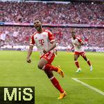 20.05.2023, Fussball 1. Bundesliga 2022/2023, 33.Spieltag, FC Bayern München - RB Leipzig, in der Allianz-Arena München.   Serge Gnabry (FC Bayern München) jubelt.