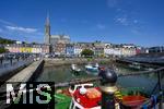 04.09.2023, Irland Land und Leute, Cobh ist eine Hafenstadt im County Cork im Sden der Republik Irland. Von 1849 bis 1920 hie die Stadt Queenstown. Cobh ist ein Ausflugsort fr Besucher aus Cork City und die Passagiere vieler Kreuzfahrtschiffe, die im Hafen festmachen. berragt wird der Ort von der hoch am Hang gelegenen neugotischen St.-Colman-Kathedrale, Sitz der rmisch-katholischen Dizese Cloyne.  