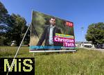 11.09.2023,  Die Landtagswahlen 2023 in Bayern am 8.Oktober werfen ihre Schatten voraus,  Wahlplakate sumen die Strassen in Mindelheim im Unterallgu, hier Plakate der CSU und FDP mit Christian Toth, Im Leben Zuhause 
