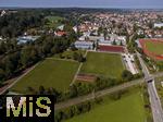 12.09.2023, Mindelheim im Unterallgu, Luftbilder, Schule Maristenkolleg mit den Nebenpltzen des TSV Mindelheim. links die Mindelburg.