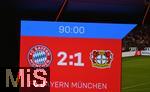 15.09.2023, Fussball 1. Bundesliga 2023/2024, 4.Spieltag, FC Bayern München - Bayer 04 Leverkusen, in der Allianz-Arena München. Das Endergebnis von 2:1 steht auf der Anzeigetafel