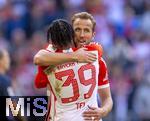 20.09.2023,  Fussball UEFA Championsleague 2023/2024: 1.Spieltag Vorrunde,  FC Bayern Mnchen - Manchester United, in der Allianz-Arena Mnchen. Torjubel Mathys Tel (Bayern Mnchen) mit Harry Kane (FC Bayern Mnchen) 

