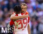 20.09.2023,  Fussball UEFA Championsleague 2023/2024: 1.Spieltag Vorrunde,  FC Bayern Mnchen - Manchester United, in der Allianz-Arena Mnchen. Torjubel Mathys Tel (Bayern Mnchen) mit Harry Kane (FC Bayern Mnchen) 

