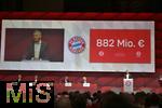 12.11.2023, Fussball 1. Bundesliga 2023/2024,  FC Bayern Mnchen, Jahreshauptversammlung 2023 im AUDI-Dome Mnchen.   Prsident Herbert Hainer (FC Bayern) prsentiert den Umsatzrekord von 882 Millionen Euro     
