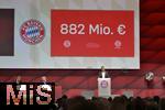 12.11.2023, Fussball 1. Bundesliga 2023/2024,  FC Bayern München, Jahreshauptversammlung 2023 im AUDI-Dome München.   Präsident Herbert Hainer (FC Bayern) präsentiert den Umsatzrekord von 882 Millionen Euro     